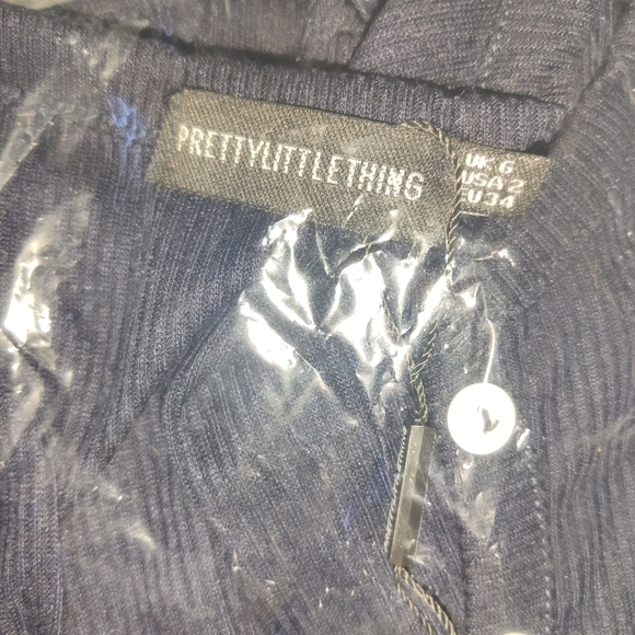 Navy Long Sleeve Rib Button Top - Picture 4 of 5